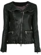 Giorgio Brato Zip Up Jacket, Women's, Size: 46, Black, Leather/nylon/cotton