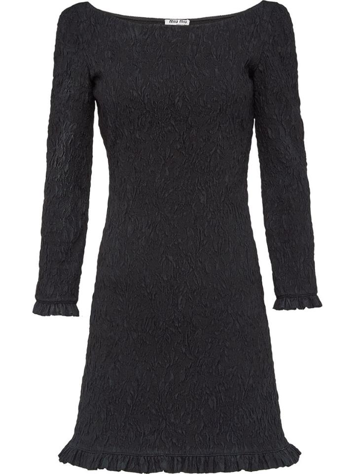 Miu Miu Boat Neck Mini Dress - Black