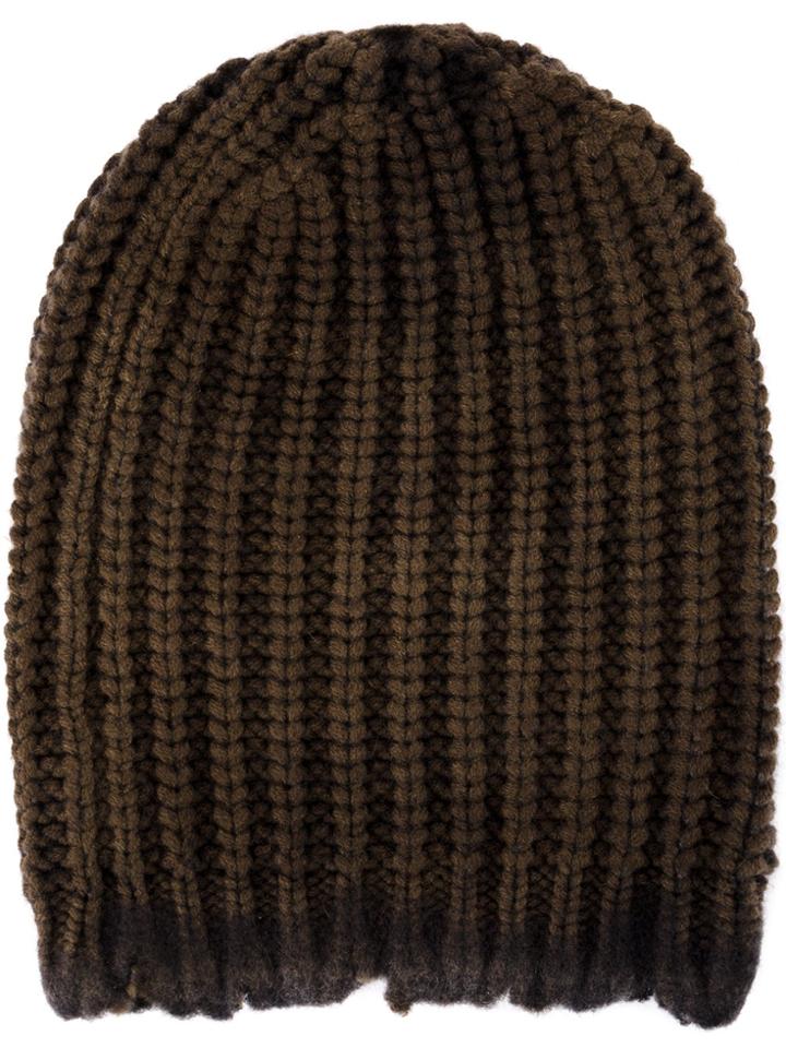 Avant Toi Cable-knit Beanie Hat - Green
