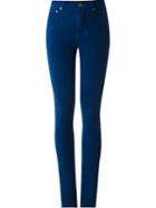 Amapô High Waisted Velvet Skinny Trousers, Women's, Size: 38, Blue, Cotton/spandex/elastane