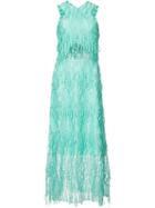 Christian Siriano - Long Embroidered Dress - Women - Polyester - 6, Women's, Blue, Polyester