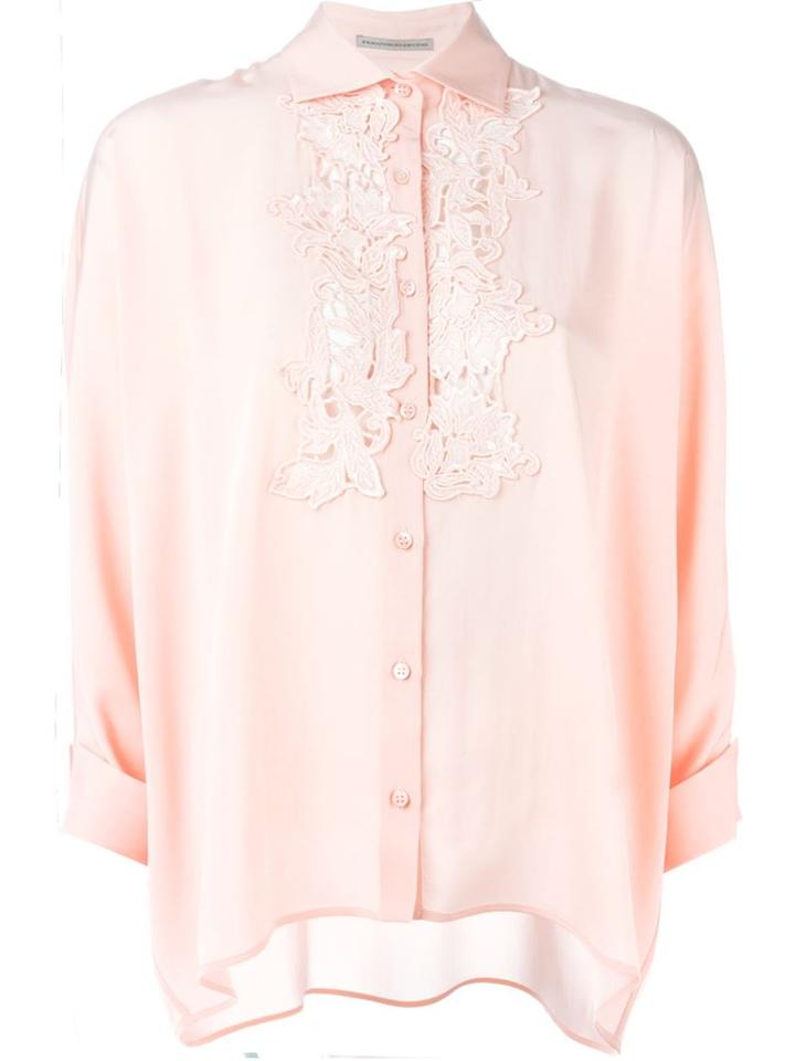 Ermanno Scervino Guipure Lace Detail Shirt, Women's, Size: 46, Pink/purple, Acetate/silk/viscose