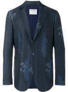 Etro Floral Print Blazer, Men's, Size: 50, Blue, Wool/cotton/silk