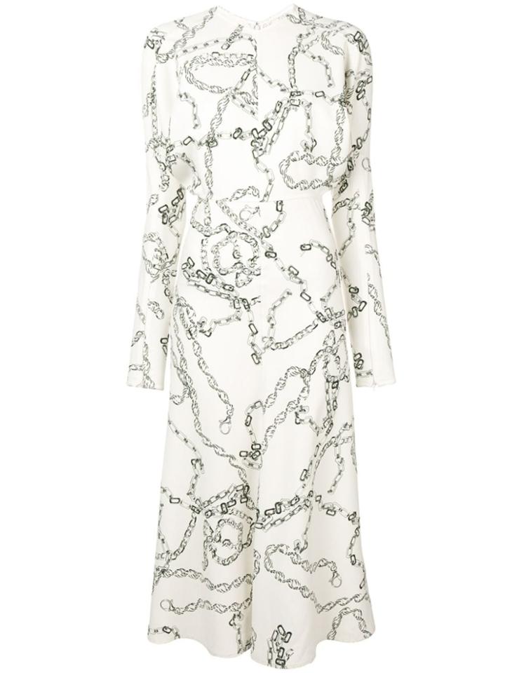 Victoria Beckham Chain Print Shirt Dress - White