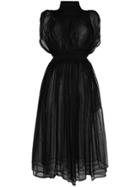Comme Des Garçons Noir Kei Ninomiya Sheer Gathered Long Dress - Black