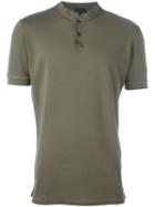 Lanvin Collarless Polo Shirt, Men's, Size: Small, Green, Cotton