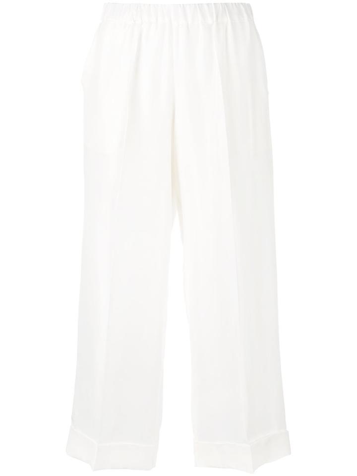 P.a.r.o.s.h. - Cropped Trousers - Women - Silk - Xs, White, Silk