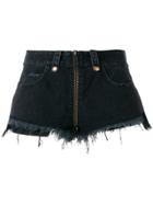 Unravel Project Front Zipped Denim Shorts - Black