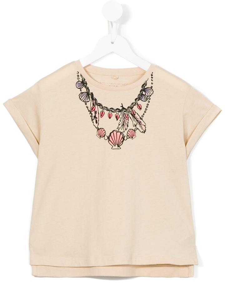 Stella Mccartney Kids Printed Necklace T-shirt, Girl's, Size: 6 Yrs, Nude/neutrals