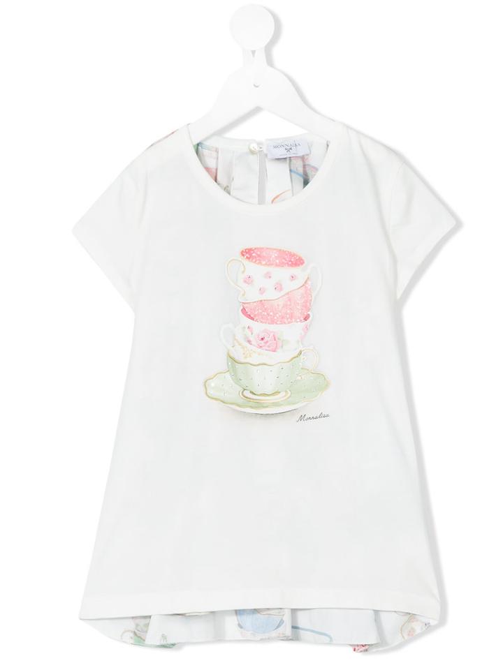 Monnalisa - Tea Print T-shirt - Kids - Cotton/polyester/spandex/elastane - 3 Yrs, White