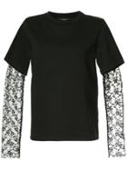 Goen.j Lace Sleeve Layered T-shirt - Black