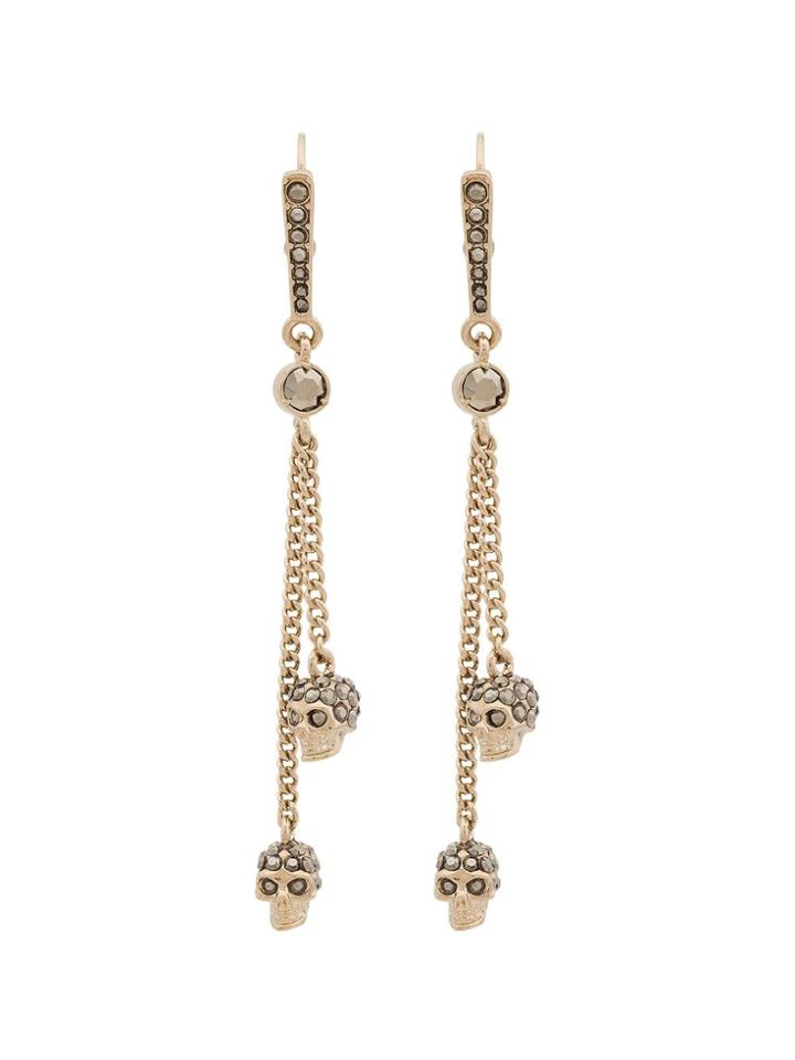 Alexander Mcqueen Metallic Chain Skull Earrings