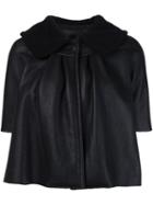 Co Cropped Leather Jacket, Women's, Size: Medium, Black, Sheep Skin/shearling