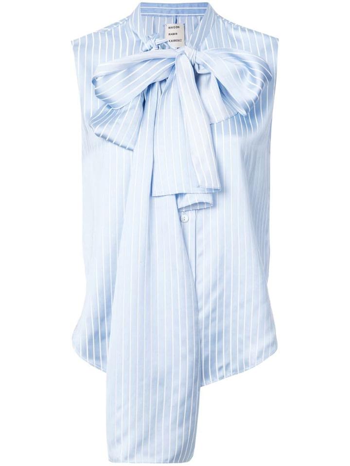 Maison Rabih Kayrouz Bow Detail Sleeveless Striped Blouse - Blue