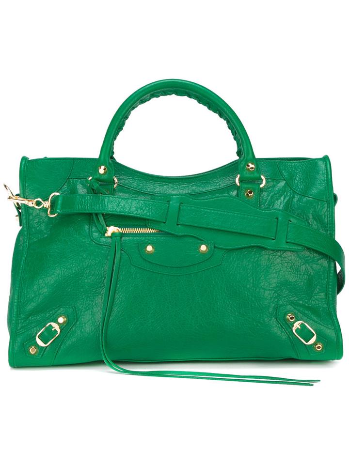 Balenciaga Arena Classic City Tote, Women's, Green, Lamb Skin