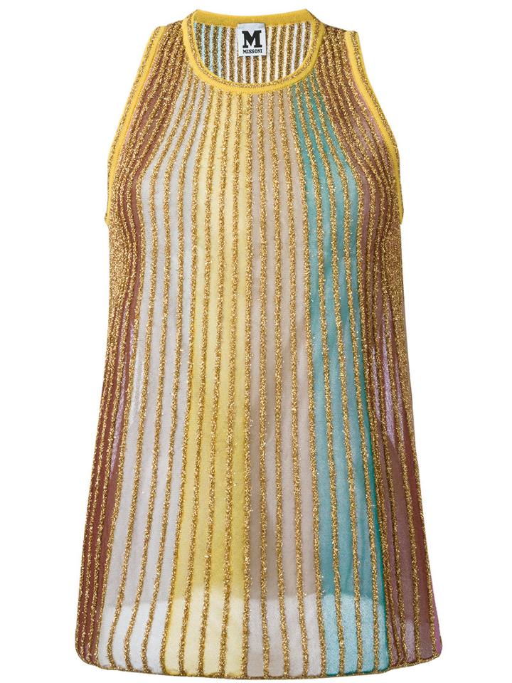 M Missoni - Multi Metallic (grey) Stripe Knit Vest - Women - Cotton/polyamide/polyester - 42, Women's, Cotton/polyamide/polyester