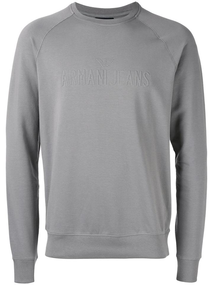 Armani Jeans - Brand Embossed Sweatshirt - Men - Cotton/spandex/elastane - L, Grey, Cotton/spandex/elastane