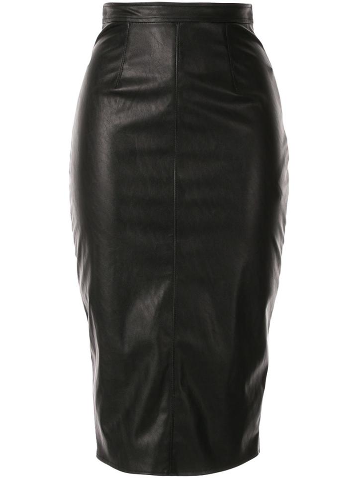 Elisabetta Franchi Leather Look Midi Skirt - Black
