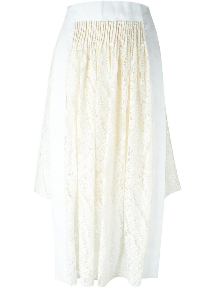 No21 - Asymmetric Hem Lace Skirt - Women - Cotton/polyamide/viscose - 40, Nude/neutrals, Cotton/polyamide/viscose