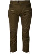 Dsquared2 Cropped Rib Detail Trousers, Women's, Size: 42, Green, Cotton