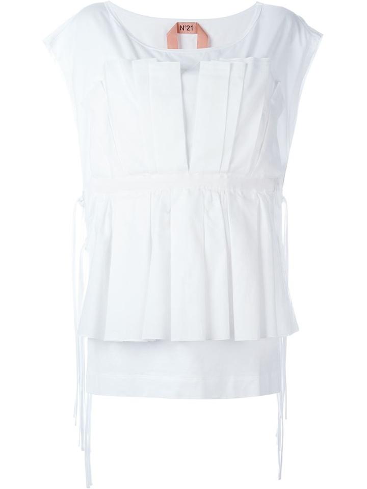 No21 Pleated Top, Women's, Size: 44, White, Cotton/silk
