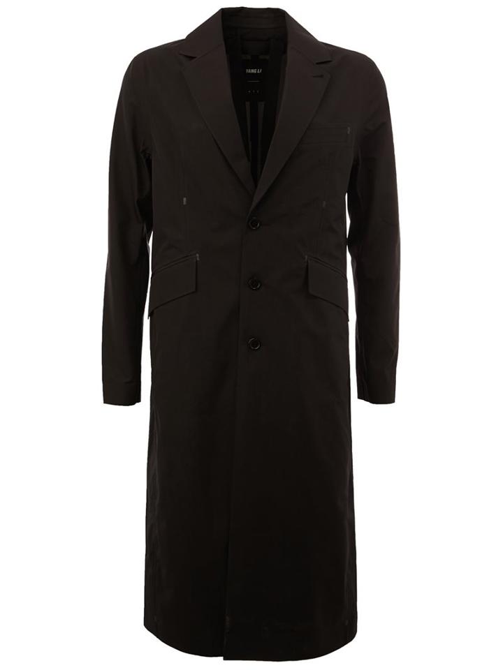 Yang Li Single Breasted Coat, Men's, Size: 48, Black, Polyamide/spandex/elastane/polyester/polyurethane
