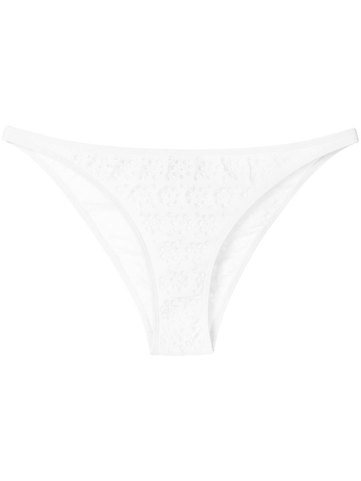 Tory Burch Floral Embroidered Bikini Briefs - White