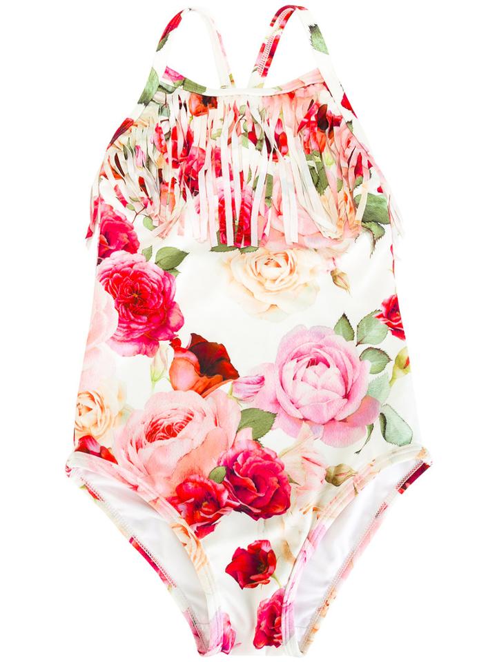 Monnalisa Floral Print Swimsuit, Girl's, Size: 8 Yrs, Blue