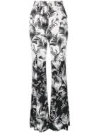 Sonia Rykiel Palm Print Crepe Flared Trousers - Black