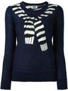 Sonia By Sonia Rykiel Intarsia Trompe-l'oeil Jumper, Women's, Size: Large, Blue, Acrylic/wool