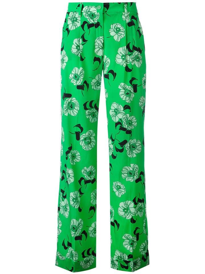 P.a.r.o.s.h. Floral Print Trousers, Women's, Size: Xs, Green, Silk/spandex/elastane
