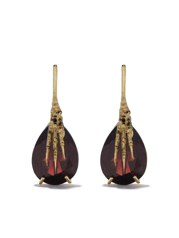 Wouters & Hendrix Gold 18kt Gold Garnet Claw Earrings - Yellow Gold