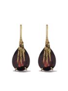 Wouters & Hendrix Gold 18kt Gold Garnet Claw Earrings - Yellow Gold