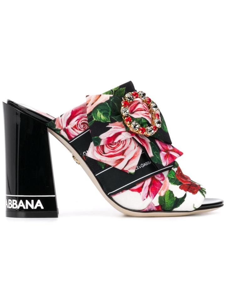 Dolce & Gabbana Floral Print Mules - Black
