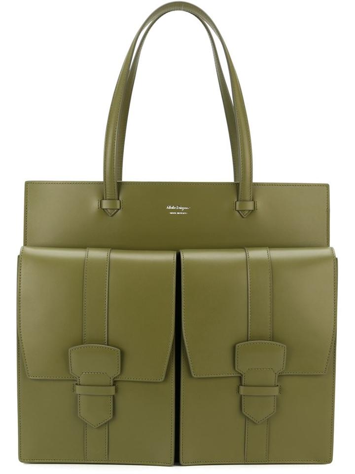 Salvatore Ferragamo Cassia Tote, Women's, Green, Leather
