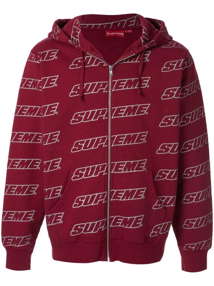 Supreme Repeat Zip Up Hoodie - Red
