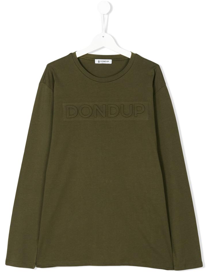 Dondup Kids Teen Long Sleeve Logo T-shirt - Green