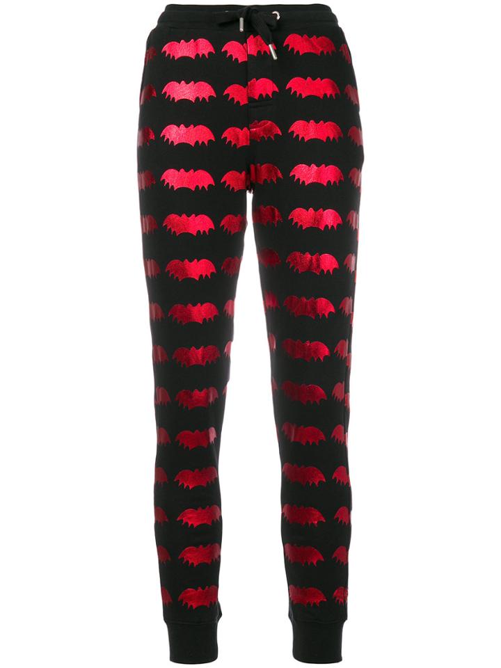 Zoe Karssen Laminated Bat Print Trousers - Black