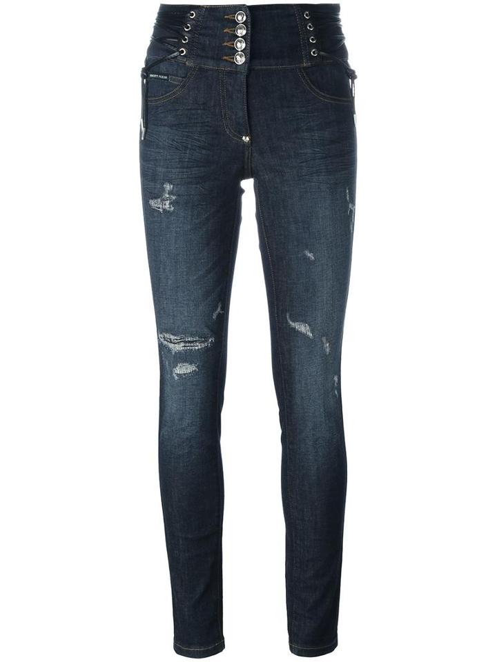Philipp Plein 'bouganvillea' Skinny Jeans, Women's, Size: 25, Blue, Cotton/spandex/elastane