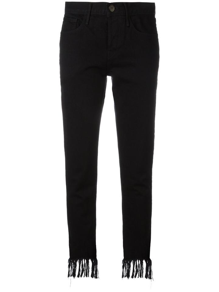 3x1 Frayed Cropped Jeans, Women's, Size: 26, Black, Cotton