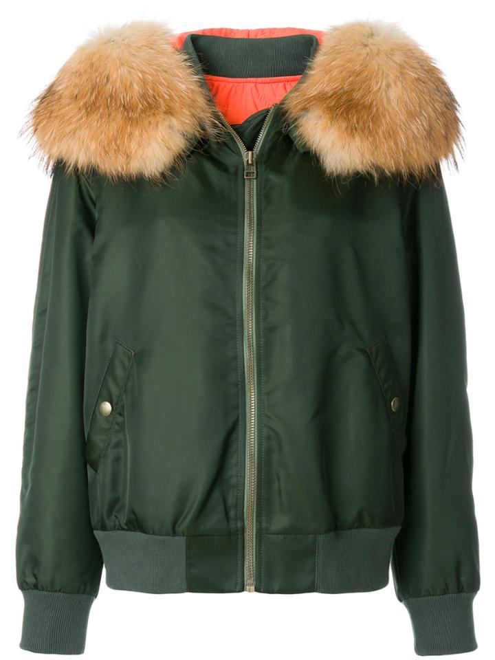 Mr & Mrs Italy Detachable Hood Bomber Jacket - Green