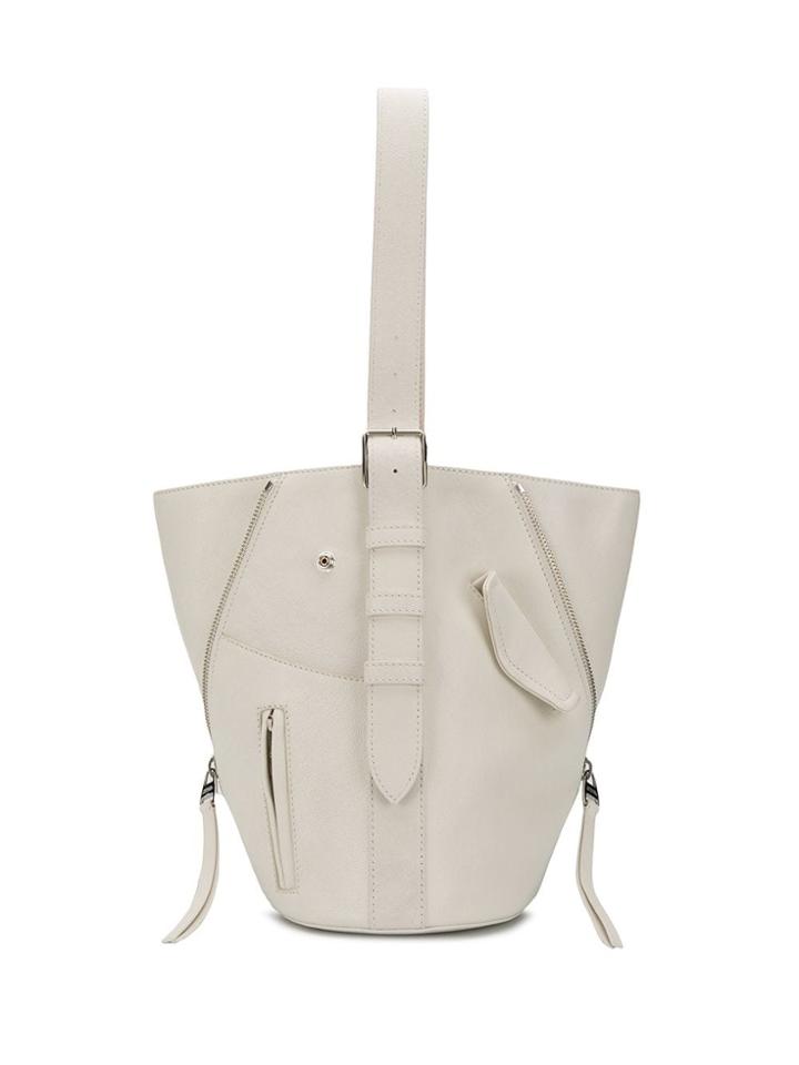 Alexander Mcqueen Biker Zip Bucket Bag - White
