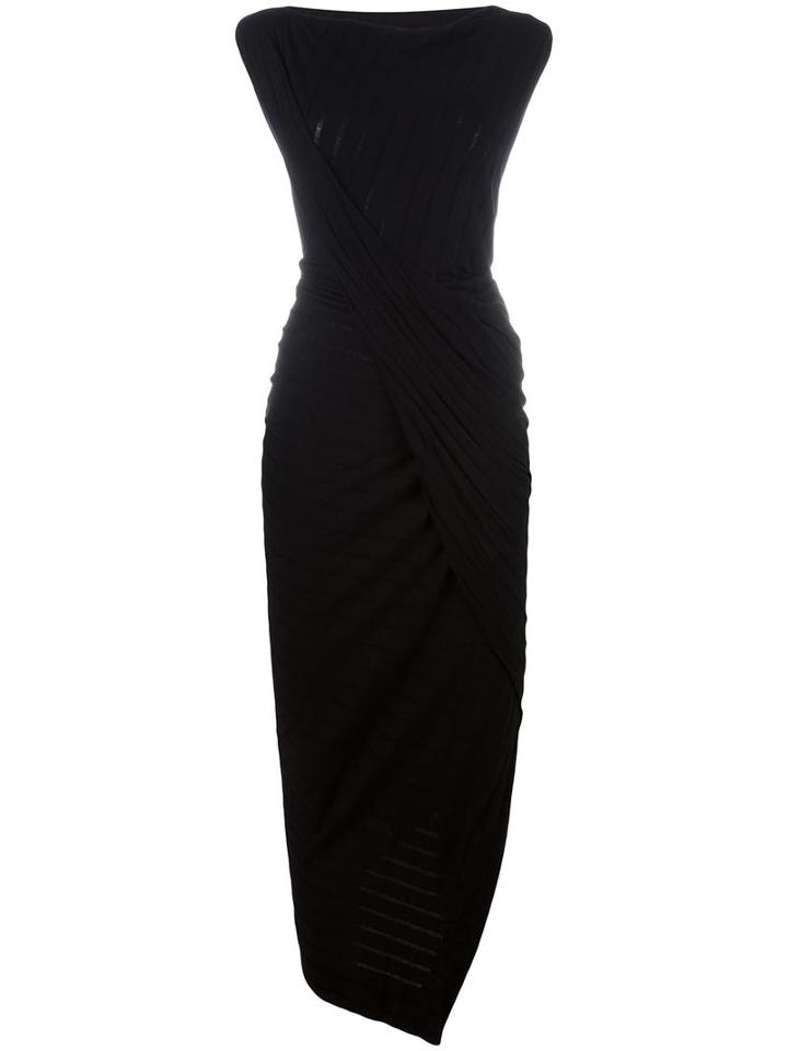 Vivienne Westwood Anglomania Sheer Stripe Fitted Dress, Women's, Size: Large, Black, Spandex/elastane/viscose