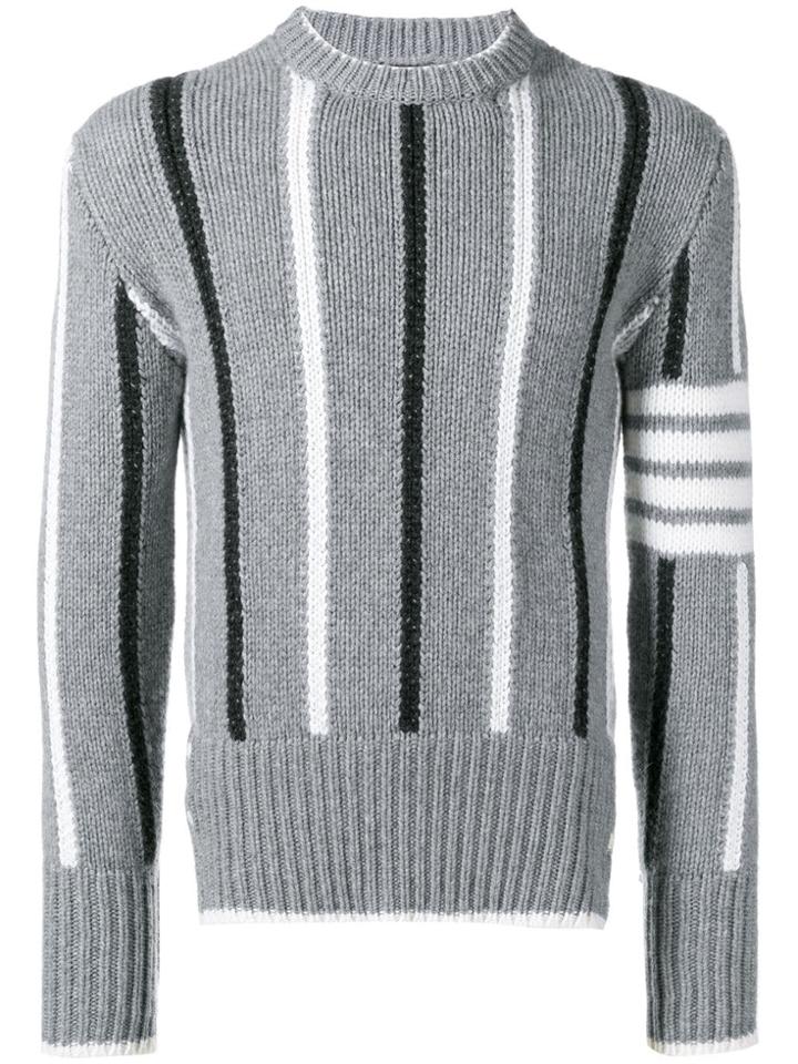 Thom Browne 4-bar Banker Stripe Pullover - Grey