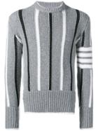 Thom Browne 4-bar Banker Stripe Pullover - Grey