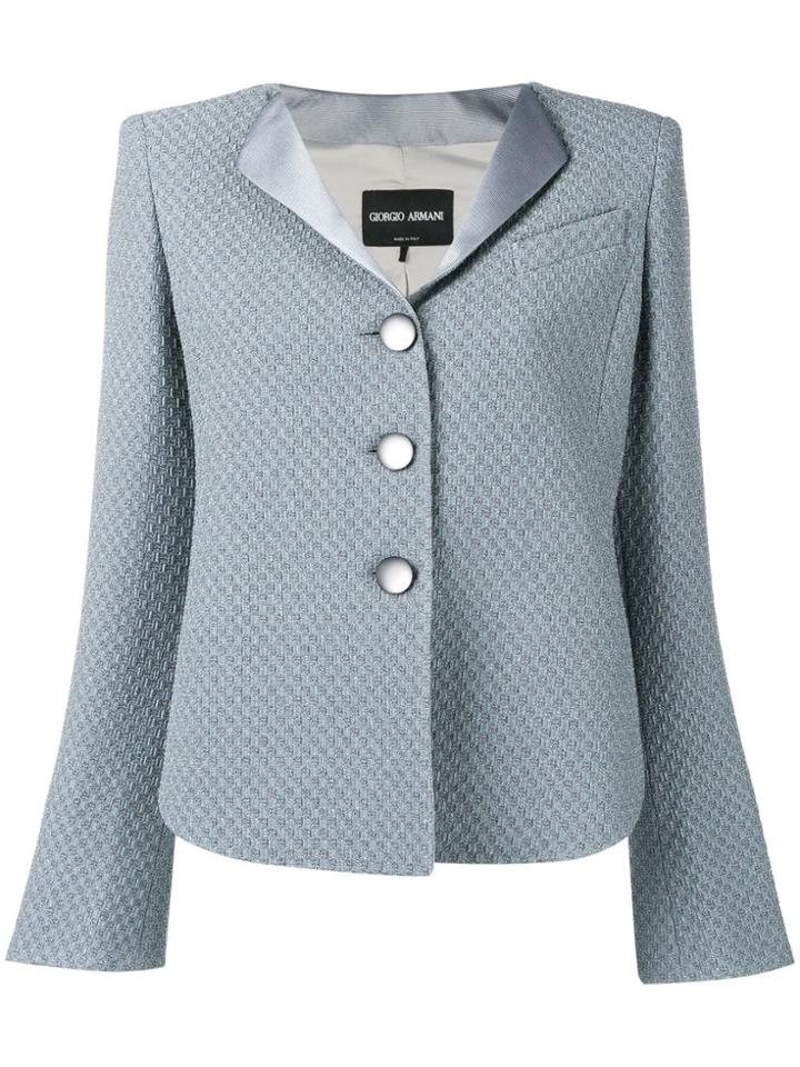 Giorgio Armani Checkerboard Jacquard Jacket - Blue