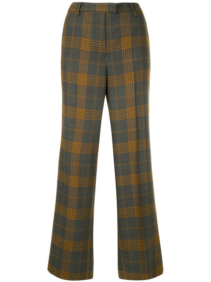 Incotex Checked Wide Leg Tailored Trousers - Grey