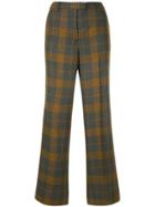Incotex Checked Wide Leg Tailored Trousers - Grey