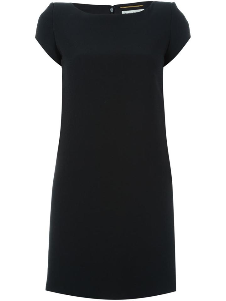 Saint Laurent Short Shift Dress, Women's, Size: 42, Black, Acetate/viscose/silk
