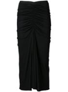 Rick Owens Lilies - Ruched Midi Skirt - Women - Cotton/polyamide/viscose - 40, Black, Cotton/polyamide/viscose